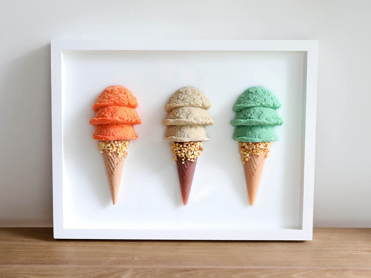 Whimsical Ice Cream Wall Art, Handcrafted Triple Scoop Decor, Sweet Touch for Dining Rooms, Ideal Birthday Gift