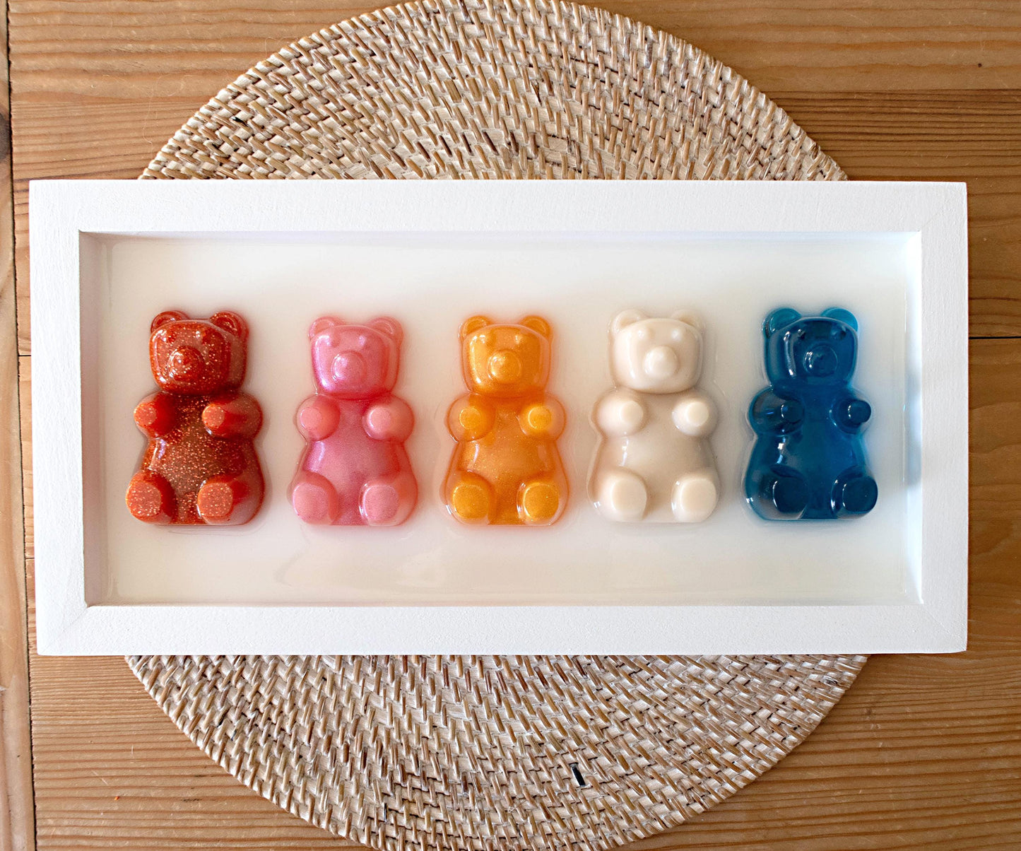 Boho Gummy Bear Art, Original 3D Resin Design, Whimsical Decoration for Kid's Spaces, Perfect Gift Idea