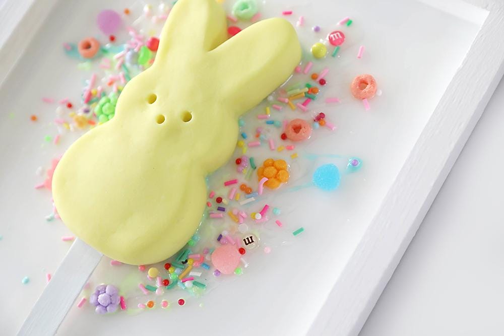 Marshmallow Bunny Popsicle Artwork, Whimsical Resin Wall Art for Child’s Room, Cute Gift for Babies & Kids’ Playrooms