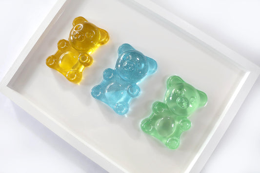 Resin Bears Baby Art Set, Unique Handmade Wall Decor for Baby's Room & Perfect Gift for New Parents