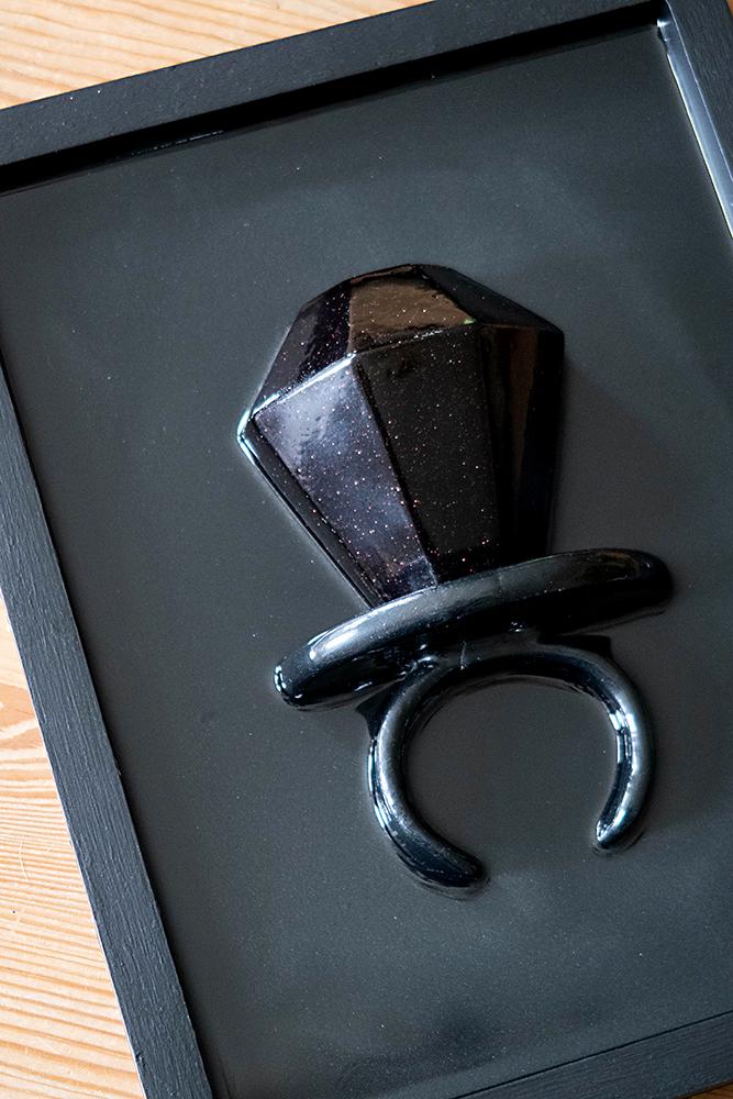 Handmade Black Resin Lollipop Art - Retro British Candy Decoration, Unique Birthday Decor