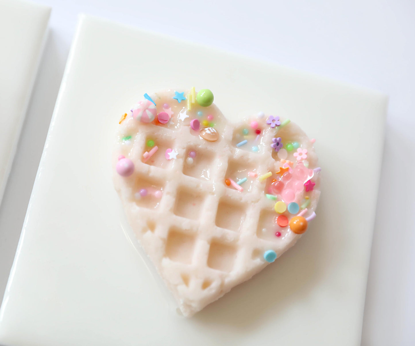Heart Waffle Art , Cute Resin Wall Decor with Candy & Sprinkles, Adorable Kitchen Accent, Perfect Sweet Treat Gift