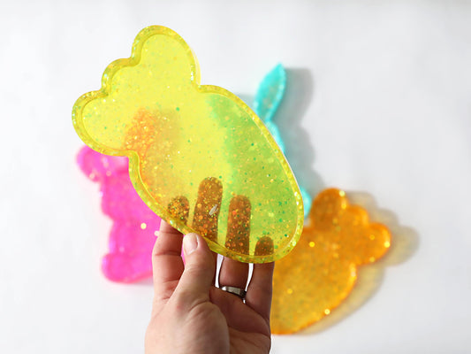 Glitter Carrot Trinket Dish, Holographic Easter Decor for Accessories, Perfect Gift for Spring and Animal Lovers