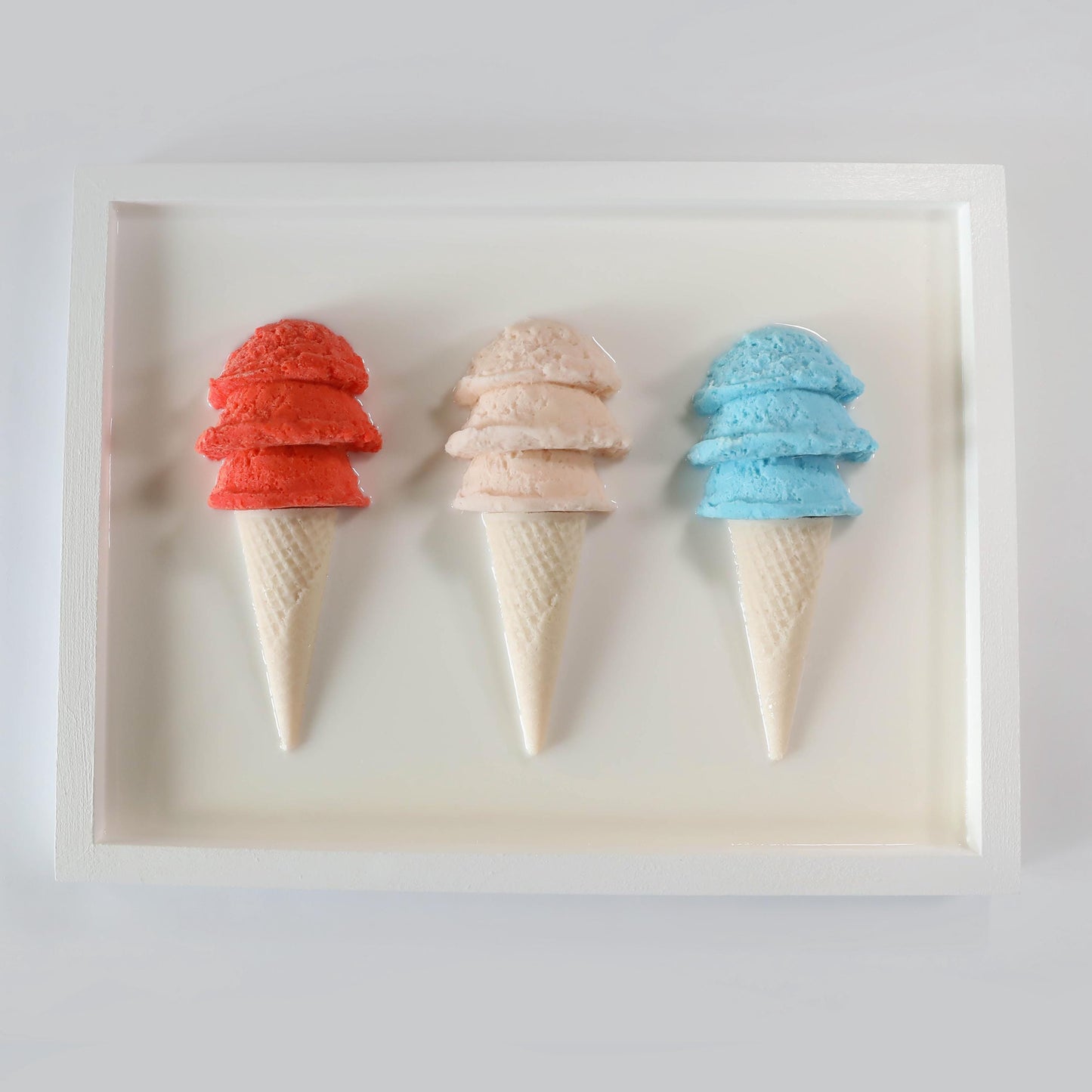 Vibrant Resin Ice Cream Artwork, Hand Crafted Resin Wall Art Collection