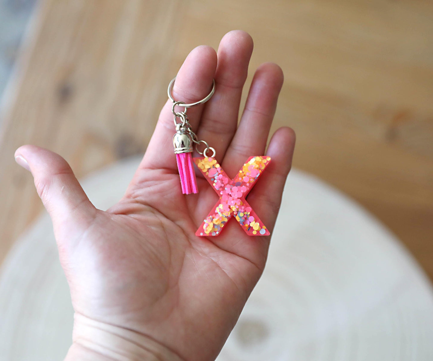 Made to Order Custom Keyring, Handmade Resin Keychain in Choice of Colours, Ideal Gift for Her