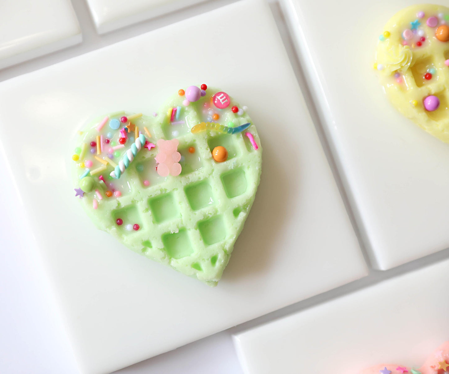 Heart Waffle Art , Cute Resin Wall Decor with Candy & Sprinkles, Adorable Kitchen Accent, Perfect Sweet Treat Gift