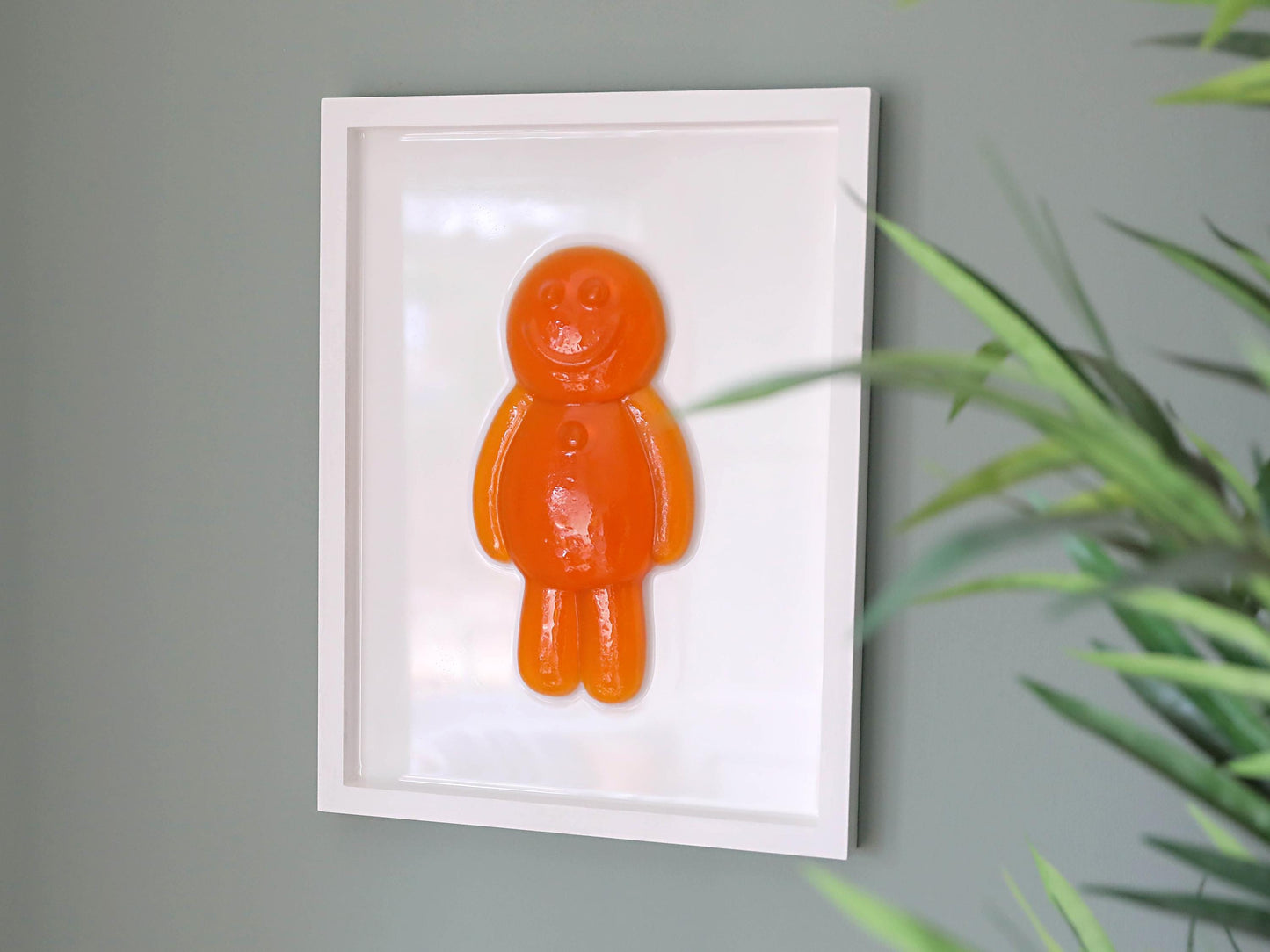 Resin Jelly Art Wall Decor, Vibrant Happy Orange Jelly Art for Kids Room, Unique Fun Gift for Birthdays or Playrooms