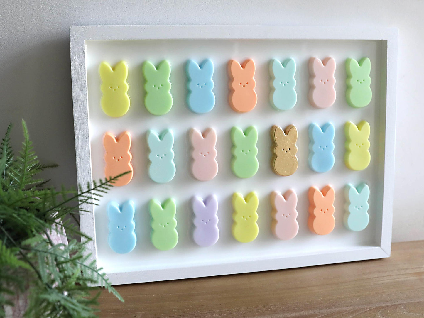 Handpainted Pastel Bunny Wall Art, Adorable Gold Leafed Decor for Play Areas, Memorable Housewarming Gift