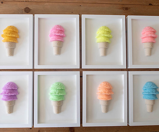 3D Resin Ice Cream Sculpture Wall Art with Crown | Modern Home Decor & Sweet Treat Design for Kids' Room