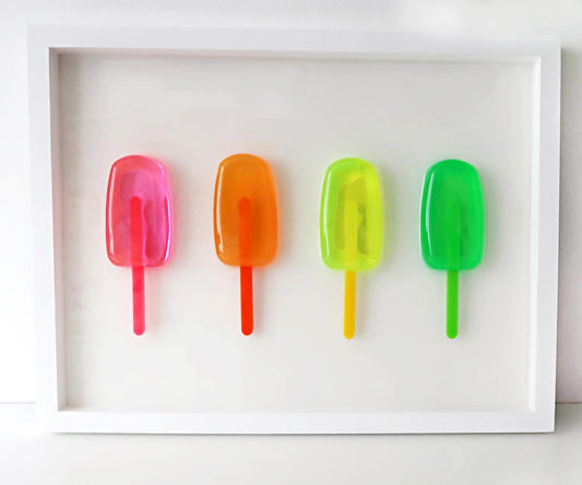 Neon Popsicle Resin Wall Art, Bright 3D Ice Cream Pop Art Decor, Playful Dopamine Home Accent, Perfect Gift for Foodie and Art Fans