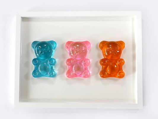 Gummy Bear Art - Vibrant Handmade Wall Art for Kid's Spaces - Ideal Gift for New Parents or Nursery Decor