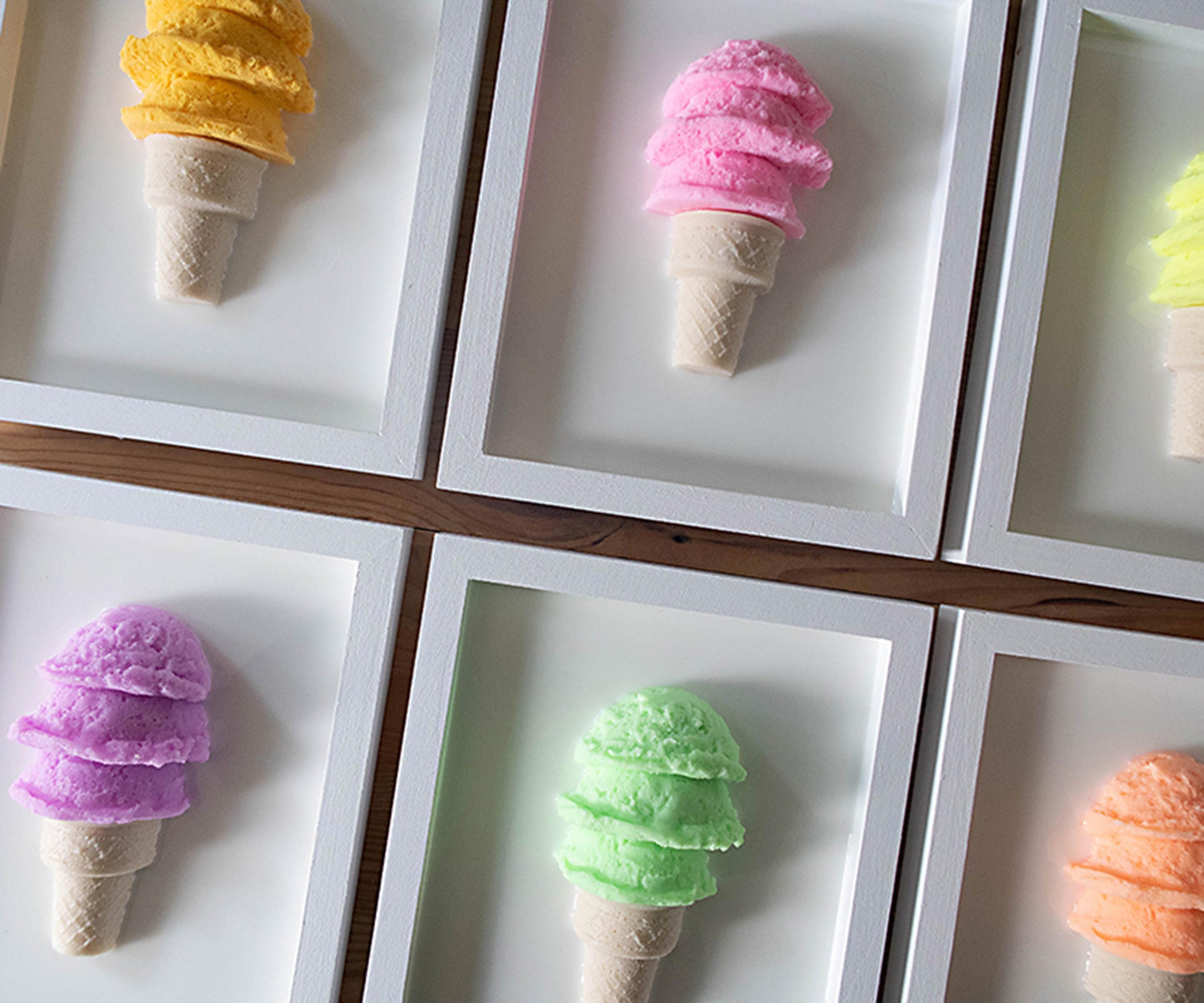3D Resin Ice Cream Sculpture Wall Art with Crown | Modern Home Decor & Sweet Treat Design for Kids' Room