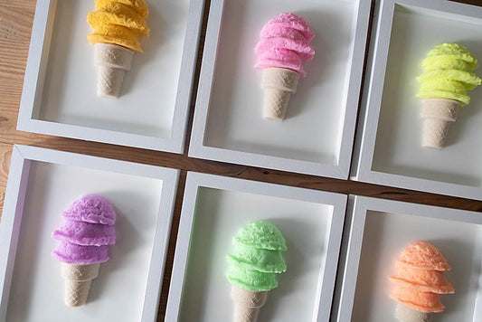 3D Modern Resin Ice Cream Sculpture Wall Art with Crown