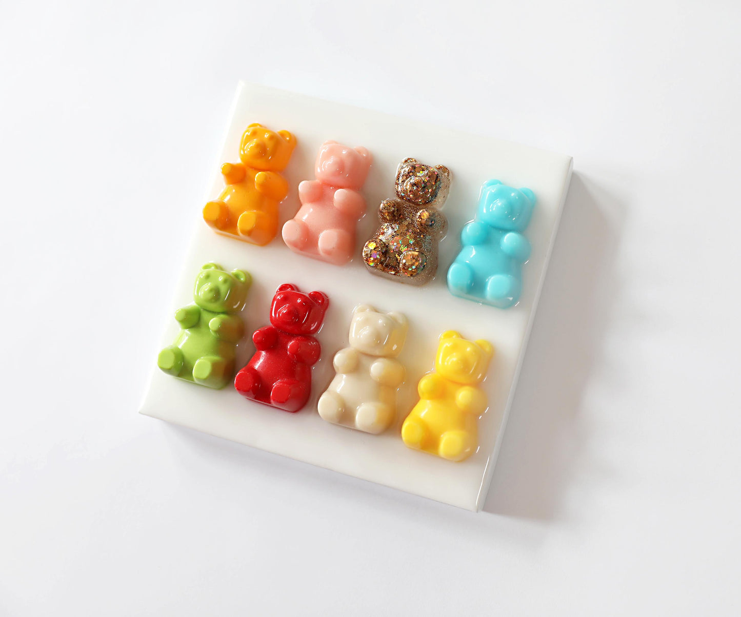 Vibrant Gummy Bears Art, Handmade 6-Inch Mini Candy Wall Art Brightening Fun Home Decor Gift