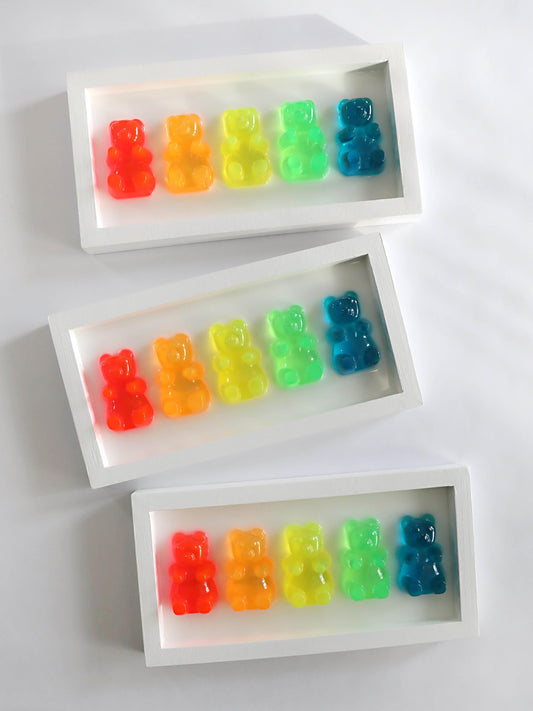 Gummy Bear Resin Art, Vibrant 3D Mini Collection for Playrooms, Unique Handmade Gift for Kids and Whimsical Decor Lovers