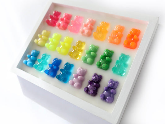 Rainbow Gummy Bears - Bright Resin Art Piece for Home Decoration - Unique Birthday Gift Idea or Housewarmings