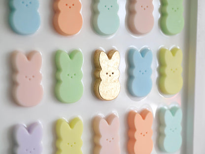 Handpainted Pastel Bunny Wall Art, Adorable Gold Leafed Decor for Play Areas, Memorable Housewarming Gift