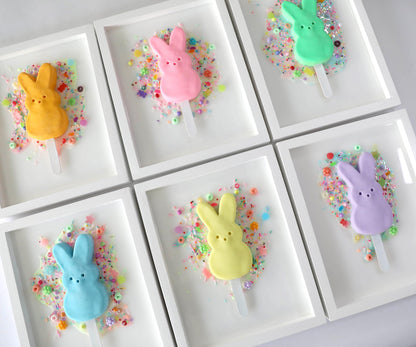 Pink Bunny Wall Art - Adorable Marshmallow Bunny Popsicle Wall Decor for Kids' Rooms, Fun Gift for Baby Showers & Nursery Decor