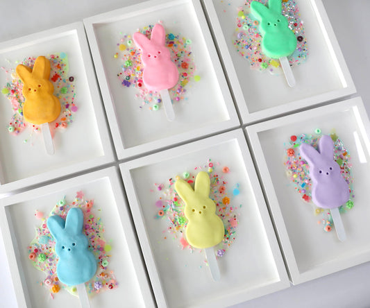 Pink Bunny Wall Art - Adorable Marshmallow Bunny Popsicle Wall Decor for Kids' Rooms, Fun Gift for Baby Showers & Nursery Decor