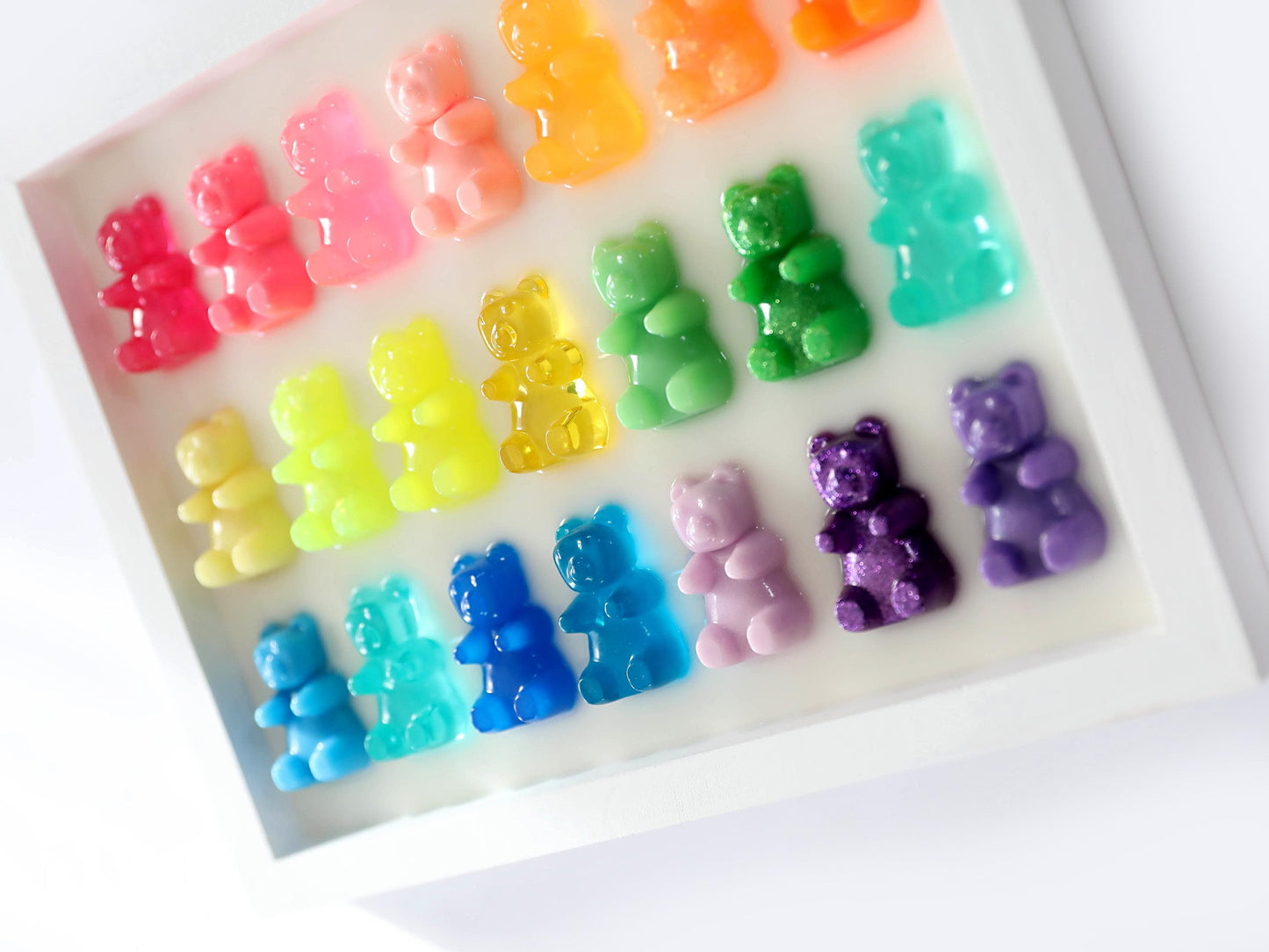 Rainbow Gummy Bears - Bright Resin Art Piece for Home Decoration - Unique Birthday Gift Idea or Housewarmings