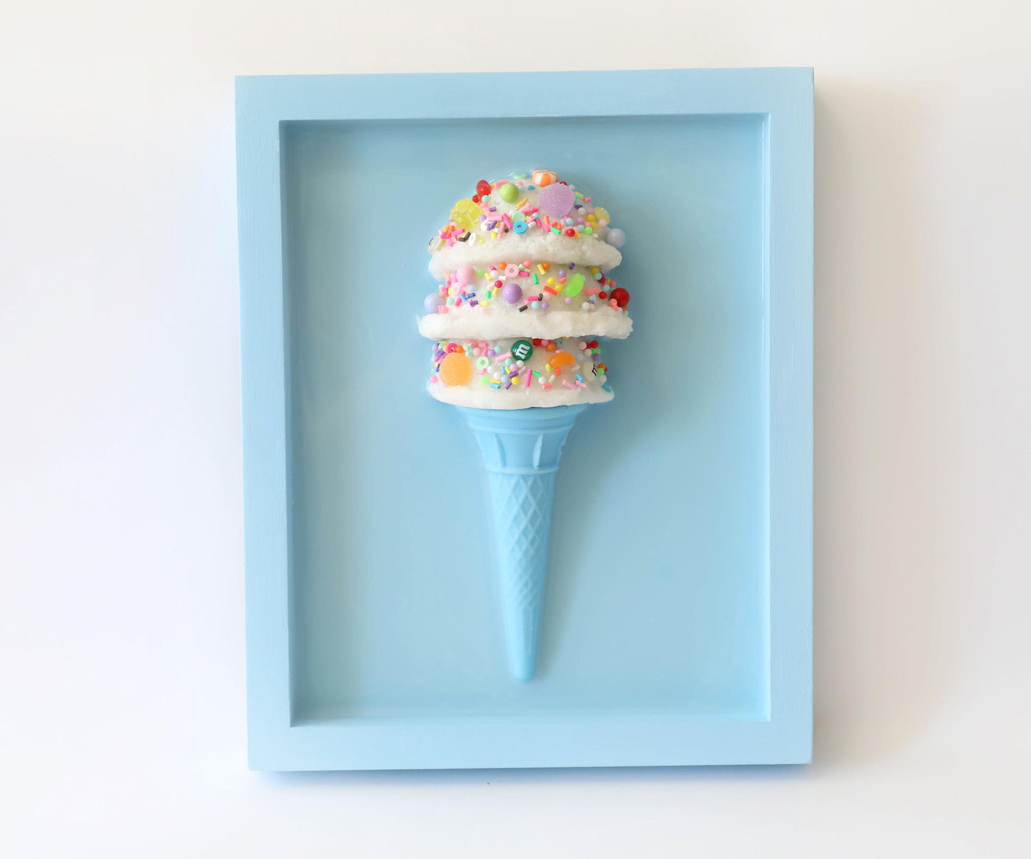 Candy Coated Ice Cream Art, Handcrafted Gelato Cone Resin Wall Decor, Brighten Kitchen Playroom, Fun Gift for Kids & Art Lovers