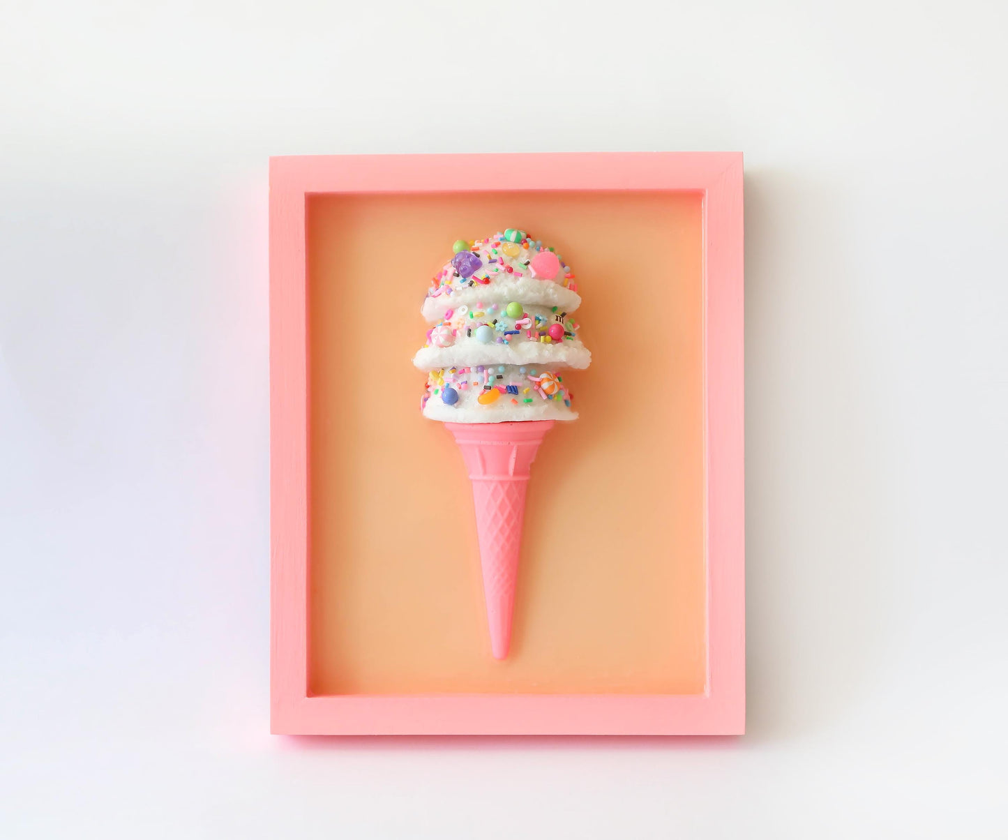 Candy Coated Ice Cream Art, Handcrafted Gelato Cone Resin Wall Decor, Brighten Kitchen Playroom, Fun Gift for Kids & Art Lovers