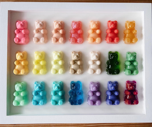 Resin Gummy Bears Art, Rainbow Handmade Wall Decor, Brighten Home Gift