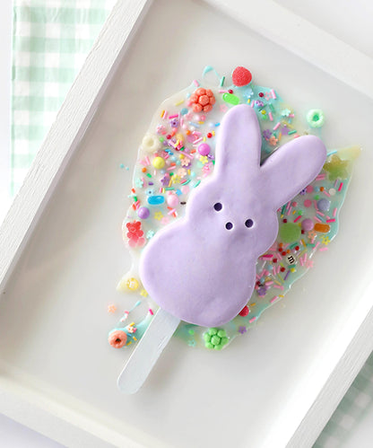 Pink Bunny Wall Art - Adorable Marshmallow Bunny Popsicle Wall Decor for Kids' Rooms, Fun Gift for Baby Showers & Nursery Decor