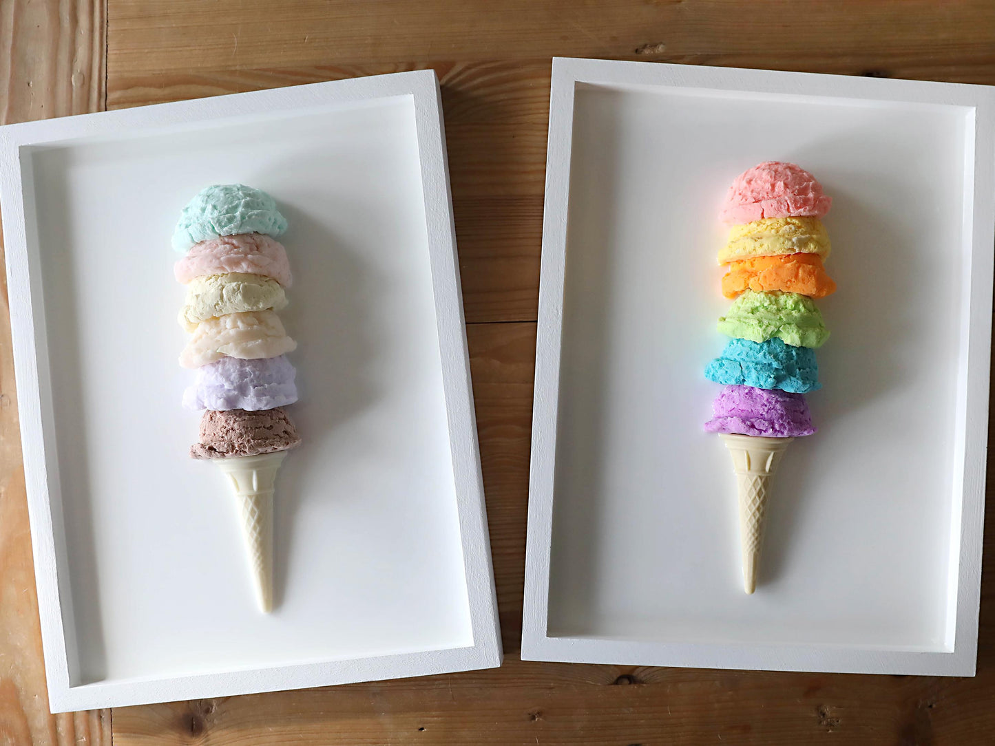 Multi Colour 6 Tier Resin Ice Cream Wall Art - Stunning Glitter-Embedded Artwork for Home Decor - Perfect Gift for Fun Spaces