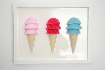 Charming Ice Cream Themed Framed Wall Artwork for Kid's Rooms