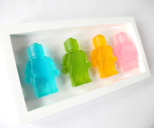 Robot men art framed kids wall art, pretty colours children’s artwork for playroom decoration, unique gift for boys and girls