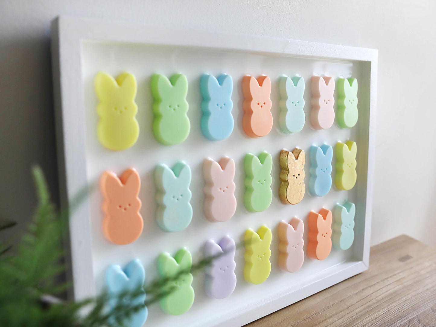 Bunny Wall Art: Handmade Pastel Decor with Gold Leaf for Play Areas & Housewarming Gifts, Adorable Children's Room Decor