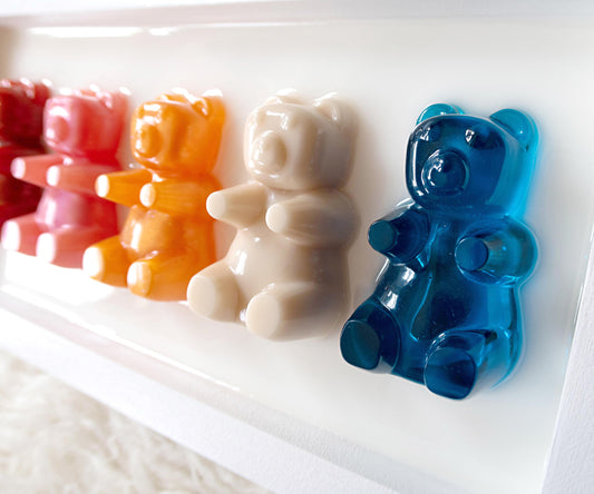 Boho Gummy Bear Art, Original 3D Resin Design, Whimsical Decoration for Kid's Spaces, Perfect Gift Idea