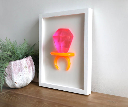 Pink Ring Pop Art, Original Handmade Wall Decor, Fun Kids Room Accent, Unique Birthday Present