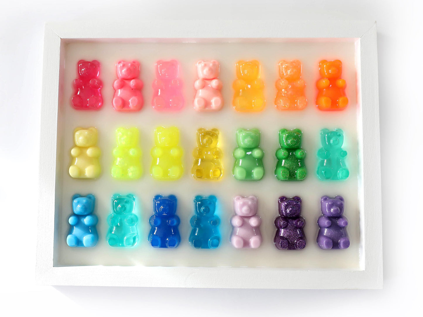 Rainbow Gummy Bears - Bright Resin Art Piece for Home Decoration - Unique Birthday Gift Idea or Housewarmings