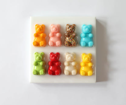 Vibrant Gummy Bears Art, Handmade 6-Inch Mini Candy Wall Art Brightening Fun Home Decor Gift