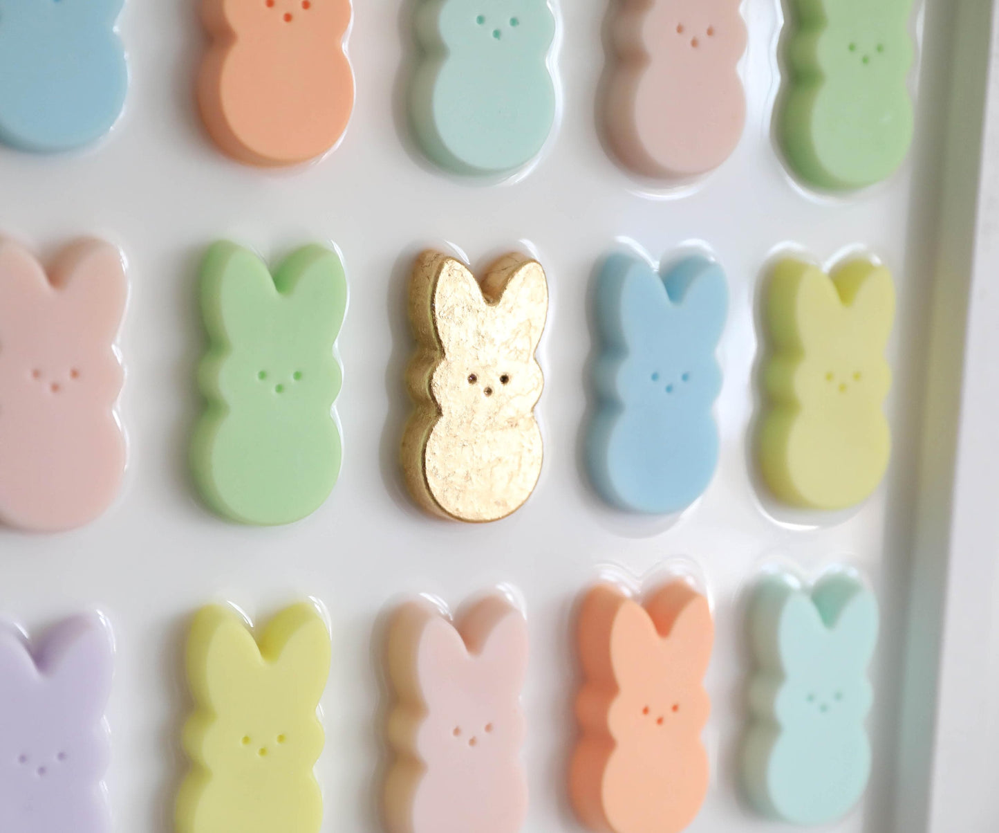 Bunny Wall Art: Handmade Pastel Decor with Gold Leaf for Play Areas & Housewarming Gifts, Adorable Children's Room Decor