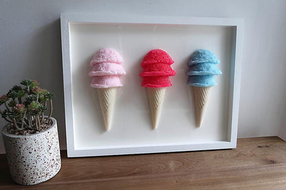 Charming Ice Cream Themed Framed Wall Artwork for Kid's Rooms