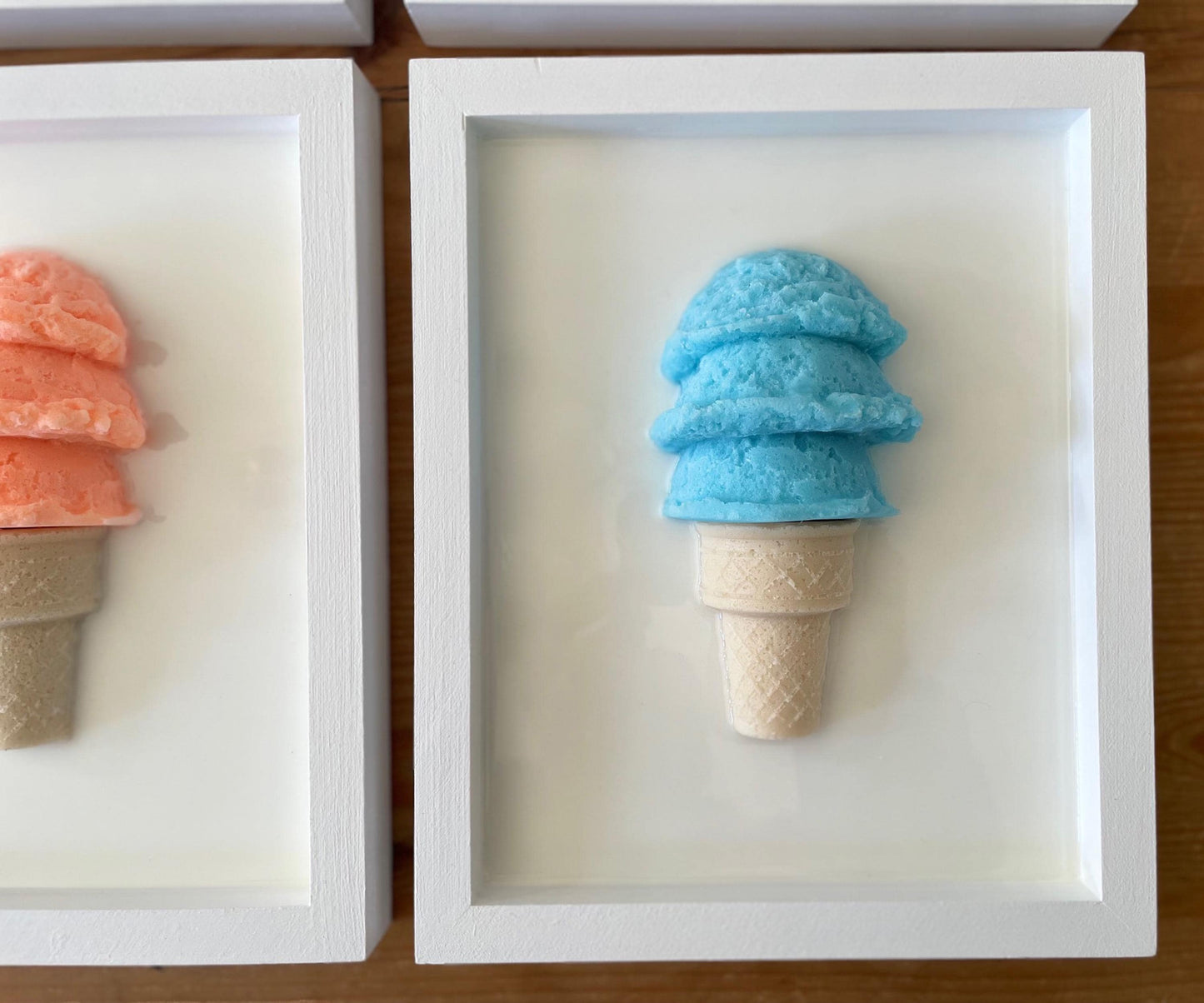 3D Resin Ice Cream Sculpture Wall Art with Crown | Modern Home Decor & Sweet Treat Design for Kids' Room