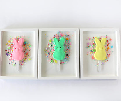 Pink Bunny Wall Art - Adorable Marshmallow Bunny Popsicle Wall Decor for Kids' Rooms, Fun Gift for Baby Showers & Nursery Decor