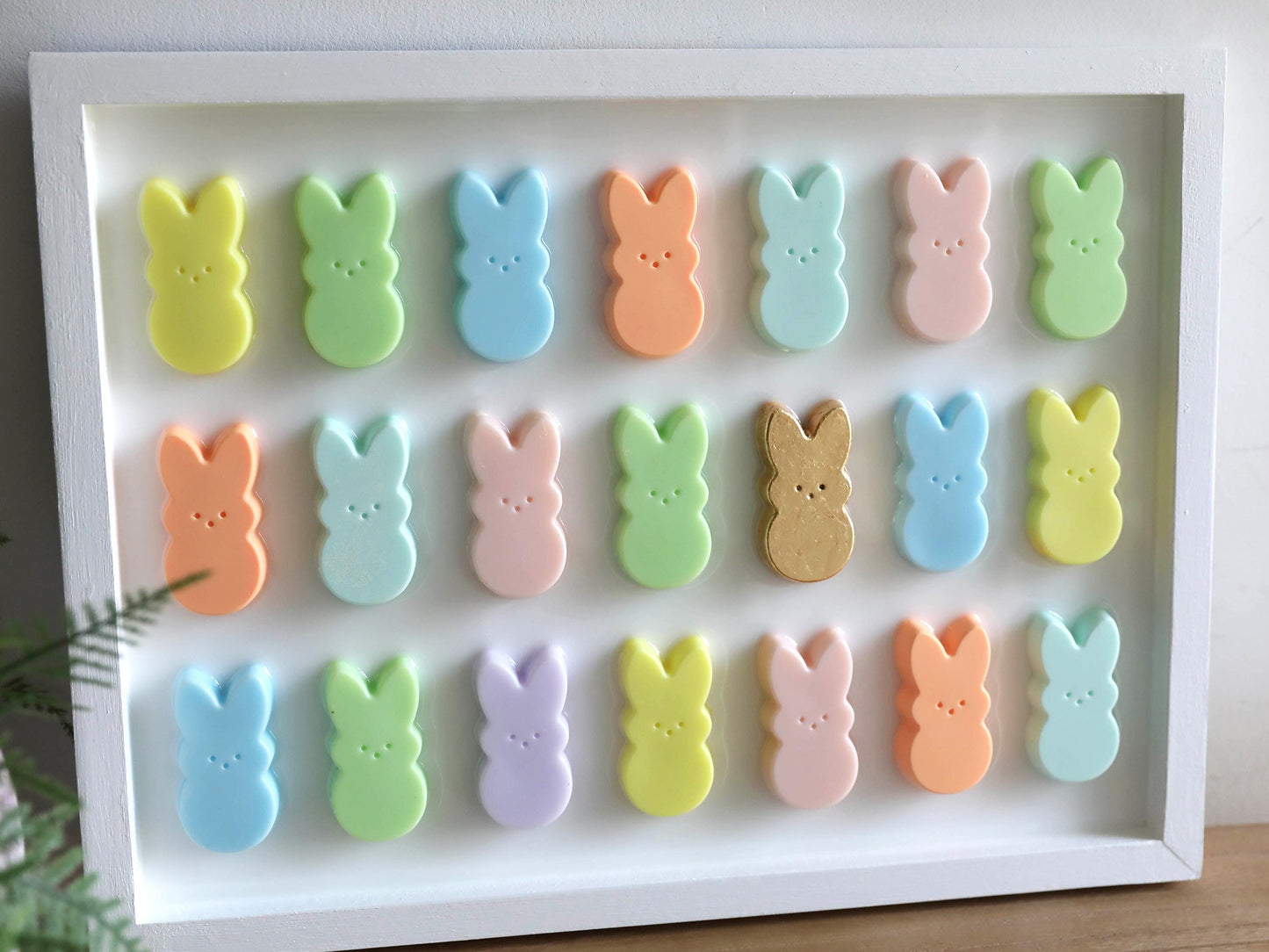 Bunny Wall Art: Handmade Pastel Decor with Gold Leaf for Play Areas & Housewarming Gifts, Adorable Children's Room Decor