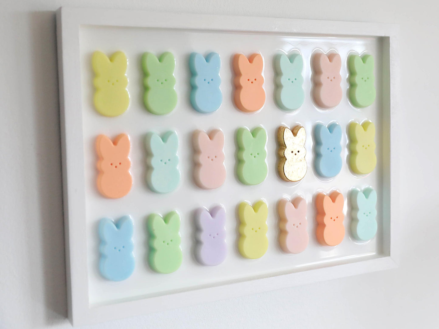 Bunny Wall Art: Handmade Pastel Decor with Gold Leaf for Play Areas & Housewarming Gifts, Adorable Children's Room Decor
