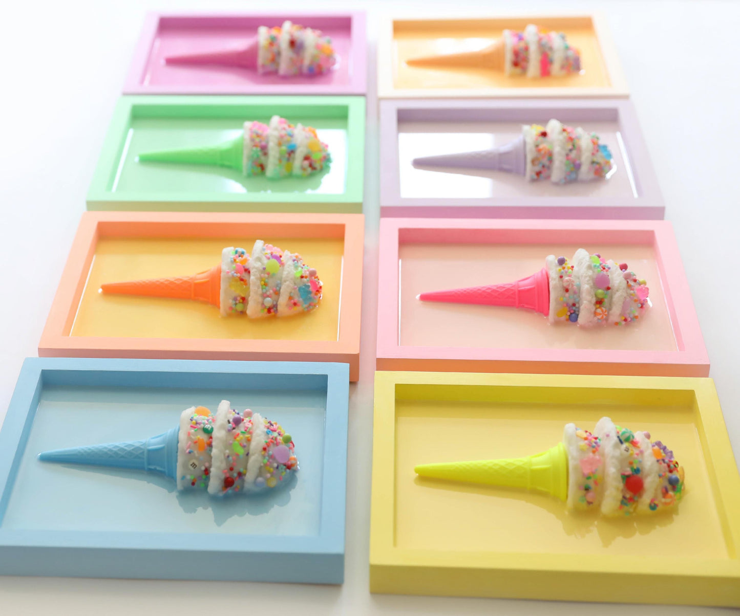 Candy Coated Ice Cream Art, Handcrafted Gelato Cone Resin Wall Decor, Brighten Kitchen Playroom, Fun Gift for Kids & Art Lovers