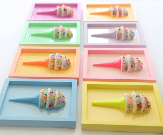 Candy Coated Ice Cream Art, Handcrafted Gelato Cone Resin Wall Decor, Brighten Kitchen Playroom, Fun Gift for Kids & Art Lovers