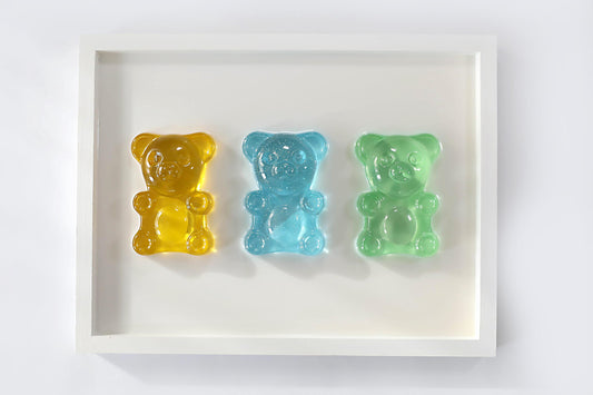 Resin Bears Baby Art Set, Unique Handmade Wall Decor for Baby's Room & Perfect Gift for New Parents
