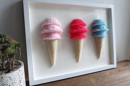 Charming Ice Cream Themed Framed Wall Artwork for Kid's Rooms