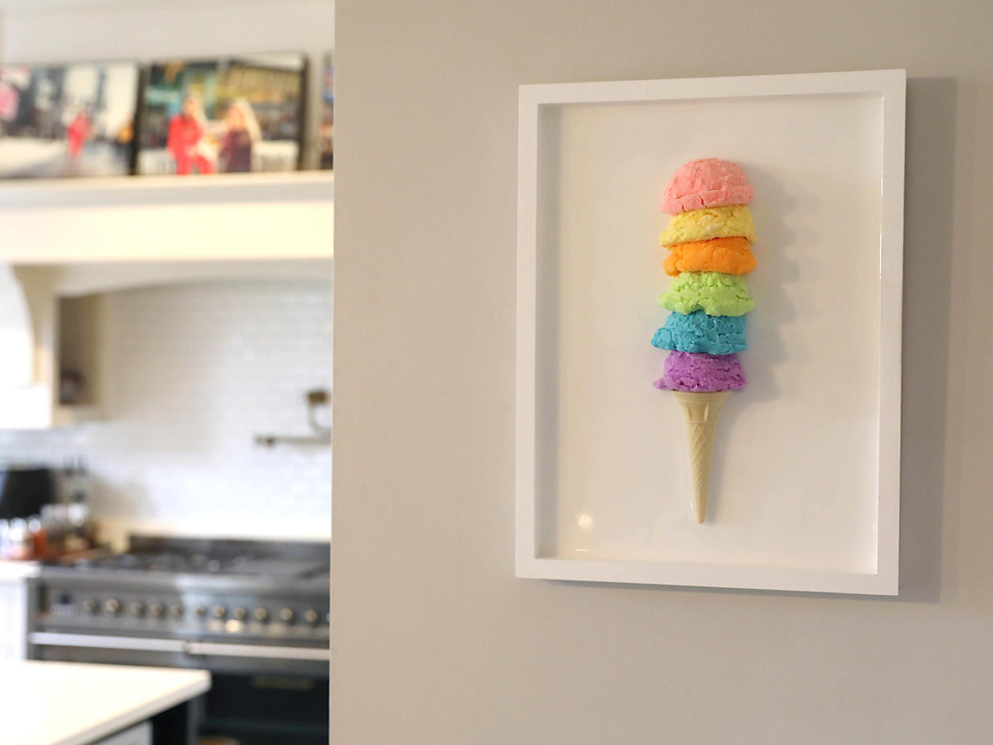 Multi Colour 6 Tier Resin Ice Cream Wall Art - Stunning Glitter-Embedded Artwork for Home Decor - Perfect Gift for Fun Spaces