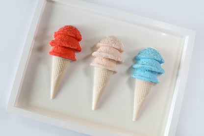 Vibrant Resin Ice Cream Artwork, Hand Crafted Resin Wall Art Collection