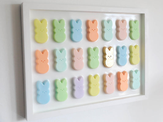 Handpainted Pastel Bunny Wall Art, Adorable Gold Leafed Decor for Play Areas, Memorable Housewarming Gift