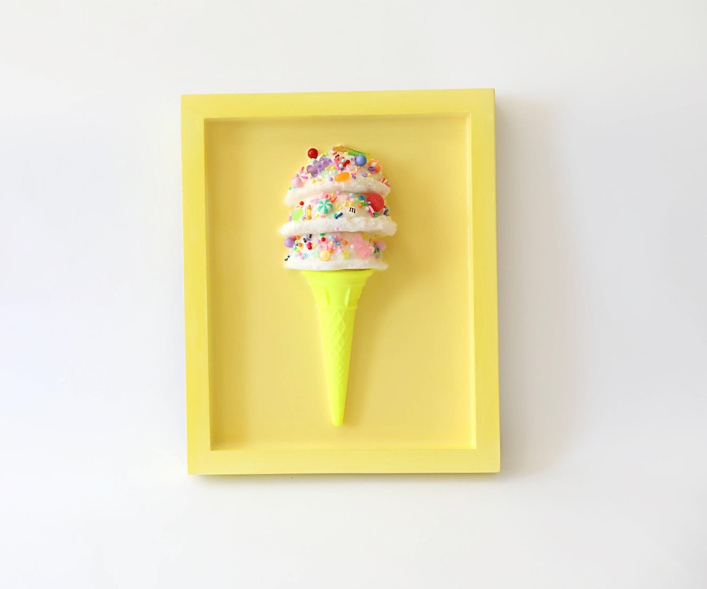 Candy Coated Ice Cream Art, Handcrafted Gelato Cone Resin Wall Decor, Brighten Kitchen Playroom, Fun Gift for Kids & Art Lovers